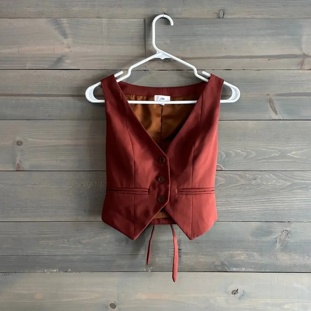 LPA x REVOLVE | Baldwin Vest Henna Rust Button Front Pockets Size Small